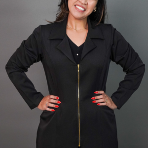 Jaleco preto manga longa feminino