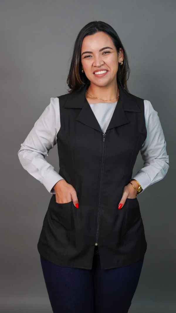Jaleco Bi-Stretch Zíper Preto